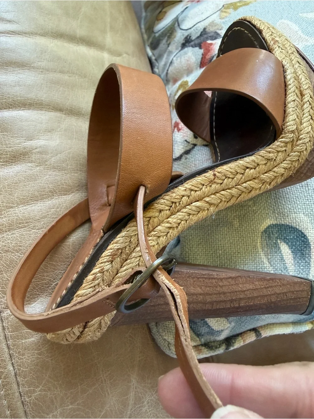Christian Louboutin Brown Leather Espadrille Platform Sandals